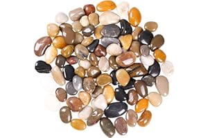 KITHIOM 3.97lb Decorative Stones - 0.59-0.32In Natural Mixed Color Polished Pebbles for Plant Smooth Gravel River Rocks Assorted Garden Pebbles Stones for Landscaping,Vase Fillers,Succulents,Garden Decoration