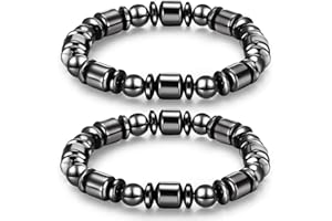 Herdear Magnetic Stone Bracelets for Women Black Ladies Bracelets Unisex Stylish Bracelet Magnets Bracelets for Women Men Birthday Gift (2 Pcs)