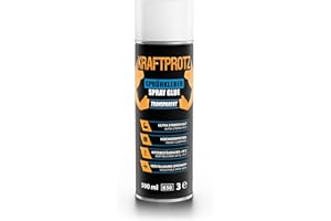 ARKA Colla spray trasparente – KRAFTPROTZ 500 ml – ultra forte per pelle, schiuma, feltro, legno & gomma – resistente al calore fino a +70 °C – ugello regolabile – compatibile con molti materiali