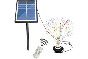 Irishom Pompe à eau solaire,Kit de buses transparentes à double couche de 17 pièces Pompe à fontaine solaire de 7 W Batterie intégrée de 3000 mAh Débit maximum de 400 l/h