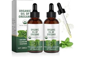 PCCMOT COS 2 Stücke Bio Oreganoöl, Oregano Öl Bio 59ml, 40 Tage Vorrat | Natürliche Immun- und Verdauungshilfen | Glutenfrei, Gentechnikfrei | Gesund für die Ganze Familie