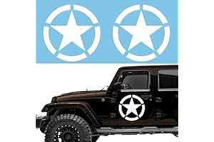 Autodomy Pack 2 Unita Adesivo Stella Militare Auto Fuoristrada cm | Adesivi Stelle Durevole e Resistente Pioggia e UV | Stelle Adesive per Moto 4x4 Facile Installazione (Bianco, 10 cm)