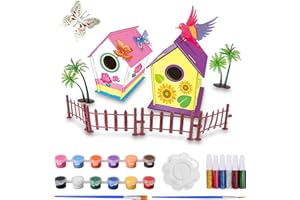 Bezavea DIY Birdhouse Kit for Kids, Arts and Crafts for Kids, Wooden Craft Kids Activity Packs, Wooden Bird House Kits, Birthday Easter Christmas Gifts for Girls Boys