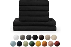 ‎BLUMTAL Blumtal Premium Frottee Handtücher Set 4 teilig 100% Baumwolle - Oeko-TEX zertifiziertes Badetuch 2X (70x140 cm) + Towel 4X (50x100 cm) - saugstarkes Frottiertücher Set - Handtücher Schwarz