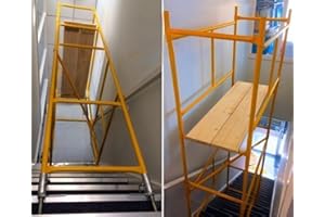 HILL TOP FABRICATIONS CO (1998) LTD - Domestic Stairwell Scaffolding Tower with Trapdoor 4.11 Meters (13'6") Working Height 4x2' Base Size. Quick & Easy Assembly, Provides a Safe Platform.