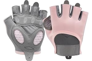 DoocliB Damen Fitness Handschuhe, Rutschfester Silikon,Sporthandschuhe für Damen,Atmungsaktive Trainingshandschuhe mit Mikrofasergewebe, Gym Gloves (Rosa-M)