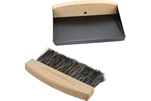 DNDGDLUA Set di scope e paletta, paletta e scopa, mini scopa e scopa, scopa a mano con paletta, mini scopa da tavolo, spazzola in legno e metallo