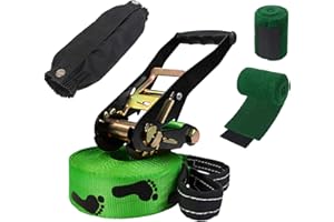 ALPIDEX Slackline 15 m 2t + 2 x Protections pour Arbre + Protection de tendeur