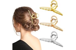 KIIWAH 3 Piezas Pinzas Para el Pelo, Pinzas Pelo Mujer de Grande, Garra de Pelo de Metálicas Antideslizantes, Hebillas de Pelo para Pelo Grueso Accesorios para el cabello para Mujeres Niñas