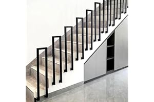 FUOIDYE Garde Corps Escalier, Rampe Escalier Intérieur en Forme de U, Montage LatéRal Garde Corps Exterieur, Main Courante pour Escalier pour Villas, Balcons, Couloirs (Noir, 75cm)