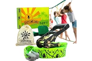 Macaco Slackline Kit (16m)+ tree protectors | Slack Line for fun stuff with Outside Toys | Forest School Equipment | Circus Skills Equipment for Kids | Gymnastics Stuff for Outdoor Kids Play Equipment