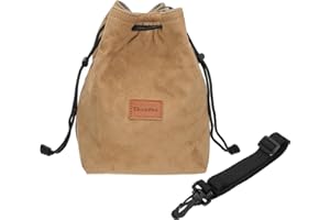 PATIKIL Torba na aparat, woreczek ze sznurkiem z regulowanym paskiem na ramię, przenośna torebka na aparat DSLR, Brązowy, M, Kompaktowe