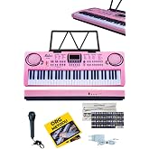 Midex PS-1500PK Başlangı&ccedil; İ&ccedil;in 61 Tuşlu Org Pembe Renk Notalık Adapt&ouml;r Mikrofon (100 Ses 100 Ritim)