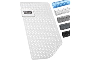 HITSLAM Tappetino Vasca Antiscivolo da Bagno, 89 x 40cm Lungo Tappetino Doccia Antiscivolo Senza BPA, Resistente alla Muffa e Lavabile in Lavatrice Tappetino Bagno, Morbido al Piede, Trasparente