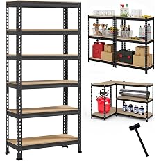 Robustt 6-Tier Multipurpose Storage Rack | Bolt-Free Assembly | Metal Stand with Thick MDF Board | 175kg Capacity Per Shelf |