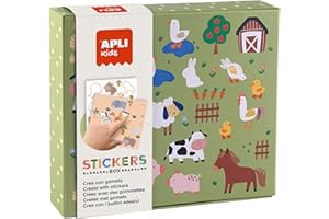 APLI Kids 19431 - Juego de gomets en Caja de cartón, de temática Animales y su hábitat, Juego de Pegatinas para completar Las Ilustraciones