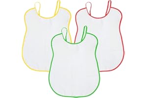 PASSAPAROLA SET 3 pezzi Bavaglione/Bavaglino per Adulti,Anziani, non stampato, per protezione abiti, cotone 100%, MADE IN ITALY, doppio strato,jersey più spugna,dim.53x49 cm. COLORI: giallo, rosso e verde