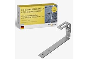 Avoltik Dachhaken Photovoltaik Befestigung auf Bitumen Schiefer und Schindel, 20cm verstellbar I Dachhaken Photovoltaik aus Edelstahl rostfrei und robust I solar Dachhaken für PV Anlage Dachziegel