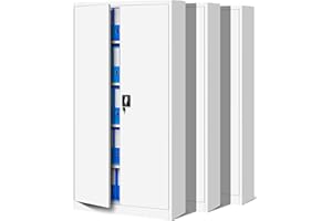 ‎JAN NOWAK Jan Nowak 3er Set Aktenschrank C001H Büroschrank Metallschrank Stahlschrank Werkzeugschrank Stahlblech Pulverbeschichtet Flügeltürschrank Abschließbar 195 cm x 90 cm x 40 cm (Weiß)