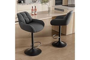 Hawthyhome Bar Stools Set of 2 Breakfast Bar Chairs Swivel Dining Barstools Modern Height Adjustable Kitchen Island Chairs Gray
