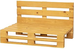 PALETS TALAVERA Canapé en palettes poncées et brossées – intérieur/extérieur - pour patio - 120 x 60 cm, chêne