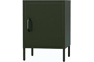Jan Nowak Modern Szafka Nocna Metalowa MIA | Stolik Nocny do Sypialni Zamykane Drzwi Poziomujące Nóżki Regulowana Półka Kompaktowa | 80 x 185 x 45 cm | Butelkowa Zieleń