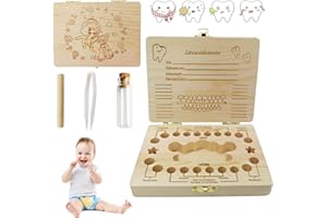 DOWNDRIFT Milchzahndose,Zahndose Milchzähne Mädchen Zahnfee Geschenke Mädchen Zahnbox Holz Milchzähne Box Zahnbox für Mädchen Zahnbox Aufbewahrungsbox für Baby-Einhorn