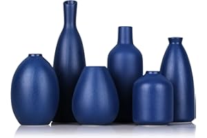 QIANLING Vaso in ceramica blu - Set di 6 vasi Blue Bud, moderni vasi decorativi blu navy per casa, ufficio, soggiorno, decorazioni per la tavola - Centrotavola ideali per fiori, mensole e accenti del camino