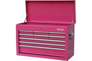 Workington Portable Metal Tool Chest with 9 Drawers, 24" 9-Drawer Tool Chest Cabinet with Ball Bearing Drawer Slides, Steel Tool Storage Box Organizer 4006 Pink
