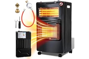 Eulenke 4200w + 1260w chauffage à gaz avec 3 niveaux de chauffage pour bouteilles de gaz jusqu'à 15kg, avec régulateur de pression de gaz, tuyau de gaz et adaptateur de bouteille de gaz Euro