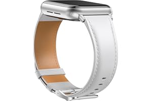 Laffav Skórzany pasek kompatybilny z Apple Watch 38 mm, 40 mm, 41 mm, 42 mm, 44 mm, 45 mm, 49 mm, dla kobiet i mężczyzn, klasyczny pasek zastępczy do Apple Watch iWatch serii 9, 8, 7, 6, 5, 4, 3, 2,