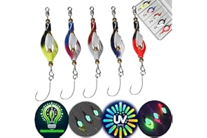 ‎NJORD KALASTUS Njord Kalastus Double Spoon Forelle UV-Aktiv und Selbstleuchtend (3,5g) 5cm Twister Spinner Forelle | Forellen Spoon Set 5 Stück in Box | Forellenköder Set zum Forellen Angeln Forellen Köder