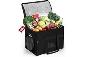 Kühltasche 40L Faltbar Picknicktasche, ZXK CO Große Thermotasche Isoliertasche für Camping Picknick, Einkauf Auto BBQ, Tragbar Wiederverwendbare Isoliert Einkaufstasche