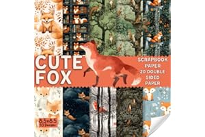 cute fox scrapbook paper, 8.5x8.5, 10 Designs, 20 Double-Sided Sheets: Woodland Animal themed Scrapbooking Paper for Junk Journals, Decorative craft ... & Mixed Media, Origami, Collage & Card Making