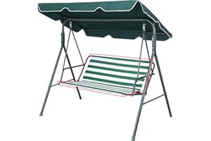 WingFly Funda de Asiento de Jardín para Columpio de Jardín, para Silla Mecedora de Jardín, Fundas para Silla de Jardín, 2 y 3 Plazas Rayas Horizontales Verde (115 * 48 * 48cm)