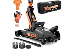 Verda Hydrualischer Wagenheber 2,5T [85-365mm] + 3X Gummiauflage + Tragekoffer, Inklusive Handschuhe, Autoheber, hydrualischer Rangierwagenheber Heber PKW Profi (Wagenheber 2,5T + Koffer)