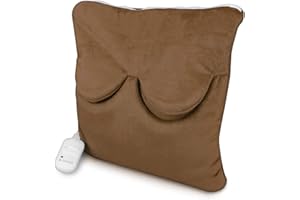 Navaris Cuscino termico Scaldapiedi elettrico - Termoforo 2 livelli temperatura 45W - Cuscinetto riscaldante Scalda piedi mani spalle schiena - caffè