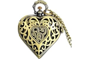JewelryWe Muttertagsgeschenk Taschenuhr Damen Engelsflügel Herz Kettenuhr Analog Quarz Uhr Anhänger mit Halskette Kette Silber Geschenk für Frauen