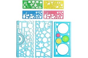SUNDRERFECT Wielofunkcyjny zestaw 7 linijek geometrycznych, plastikowa linijka do rysowania, geometryczna linijka, plastikowa linijka do rysowania geometrycznego, dla studentów i entuzjastów rysowania.
