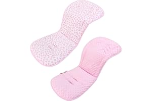 LAT LEE AND TOWN LAT Colchoneta Silla Paseo, Almohadilla Reversible para Cochecitos, Cojín Doble Cara para Silla de Auto y Carrito, Suave y Transpirable, Funda Universal para Bebés y Niños Pequeños (Lazo Rosa)
