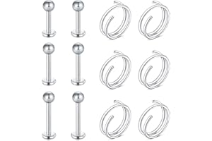 Longita 16G 18G Helix Piercing con Bolas de reemplazo Piercing Tragus Labio Labret Monroe Piercing Labio Helix Stud Piercing Oreja Conch Cartilago