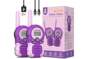 FOREDOM Wiederaufladbare Walkie Talkies für Kinder Walkie Talkies Funkgeräte Set Spielzeug für Jungen & Mädchen 3-12 Jahre, Abenteuer, Camping, Wandern – 2er Set