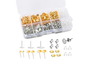 Bssowe Edelstahl Ohrringe Stecker Flach Pad, Ohrstecker Rohlinge, Edelstahl Ohrstecker Rohlinge, Ohrstecker Flach Pad, Edelstahl Ohrstecker Flach Pad, für Ohrringe und Schmuckherstellung