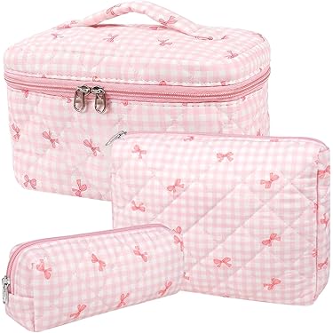 Make-uptas voor dames, grote reis make-uptas organizer, waterdichte reis-make-uptas met handvat en borstelvak, toilettas, roze, modieus