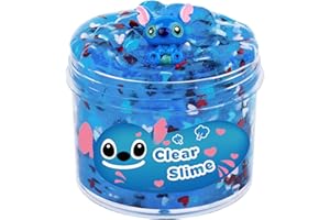 AMTONLEDA Blue Clear Slime 7OZ Premade Crystal Slime Putty Crunchy Clear Slime Stress Relief Toys for Kids Party Favors Birthday Christmas Toys for Girls Boys
