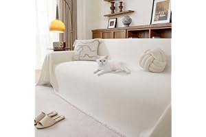Ystyle Sofföverdrag 1-Sit, 180×230CM, Universellt Chenille Soffskydd med Tofsar, Fläckbeständig Soff Cover Överdrag För Hemin