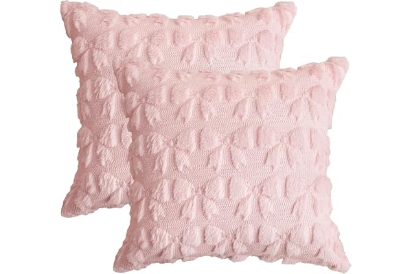 Artoid Mode rosa rosett rosett mjuk plysch fuskpäls alla hjärtans dag kuddöverdrag set med 2, 45 x 45 cm dekorativt kuddöverd