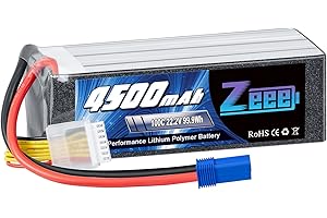 Zeee 6S Lipo Batterie 22,2V 100C 4500mAh RC Batterie avec Prise EC5 pour Avion RC hélicoptère RC Voiture Drohne Racing Hobby