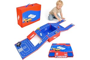 Roll&Race Track Box – Foldable Car Garage with Race Track and Storage | Foldable toy car garage with tunnel: store vehicles, unfold the race track and carry the case anywhere.
