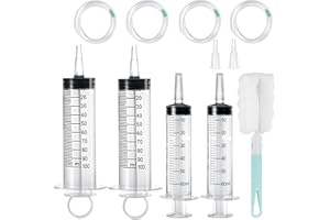 GOTRUST 4 duże strzykawki 100 ml + 60 ml plastikowa strzykawka z wężem, strzykawka z tworzywa sztucznego wielokrotnego użytku, duża strzykawka z tworzywa sztucznego do oleju silnikowego, laboratorium,